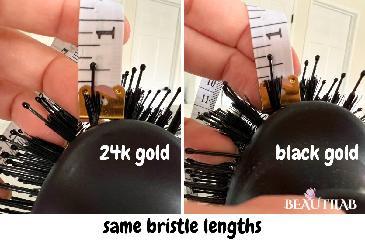 Hot Tools Black Gold vs 24k Gold One-Step Volumizer bristle length comparison