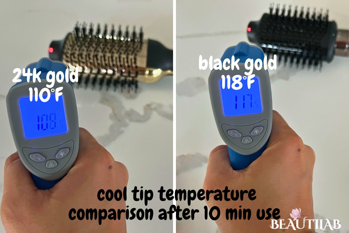 Hot Tools Black Gold vs 24k Gold One Step cool tip temp comparison