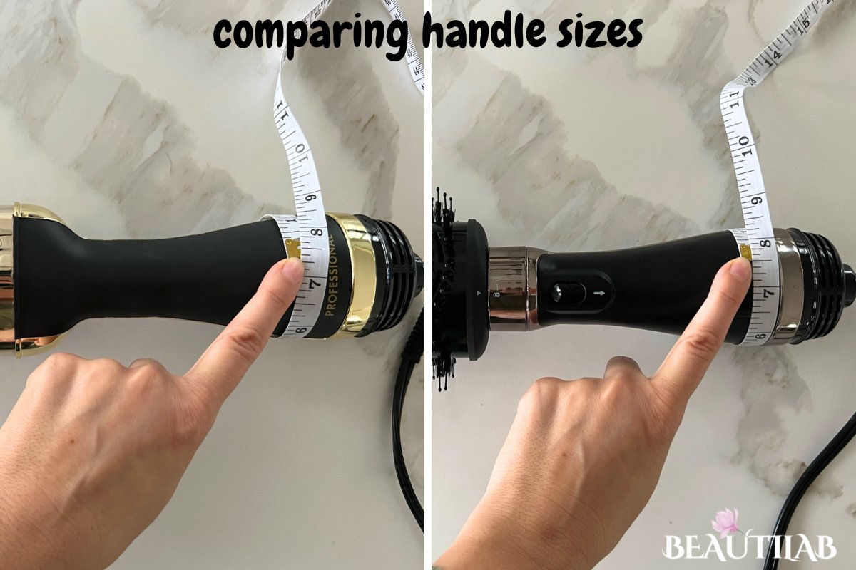 Hot Tools Black Gold vs 24k Gold One Step handle size comparison