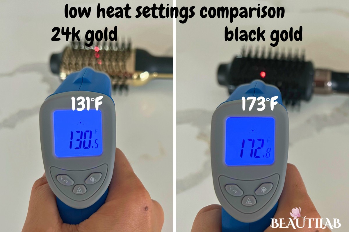 Hot Tools Black Gold vs 24k Gold One Step low heat settings comparison