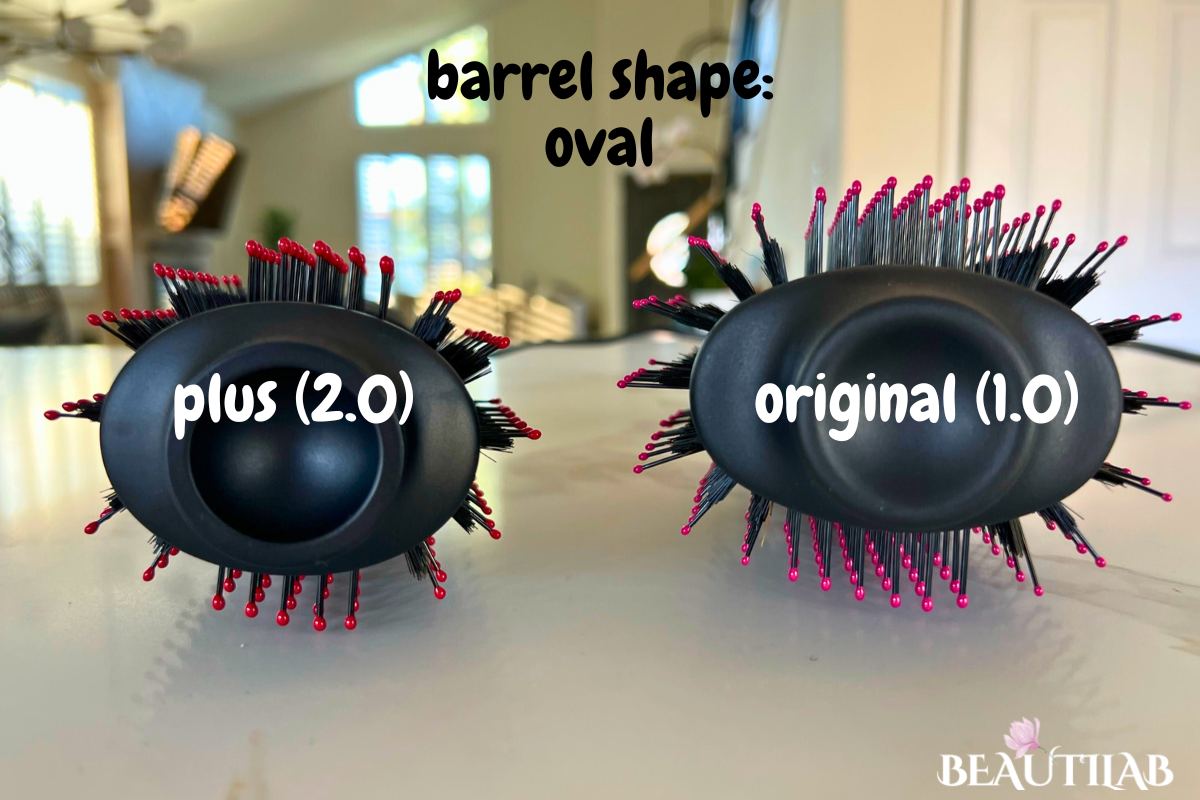 Revlon One Step Volumizer PLUS 2.0 vs 1.0 Original barrel shape comparison