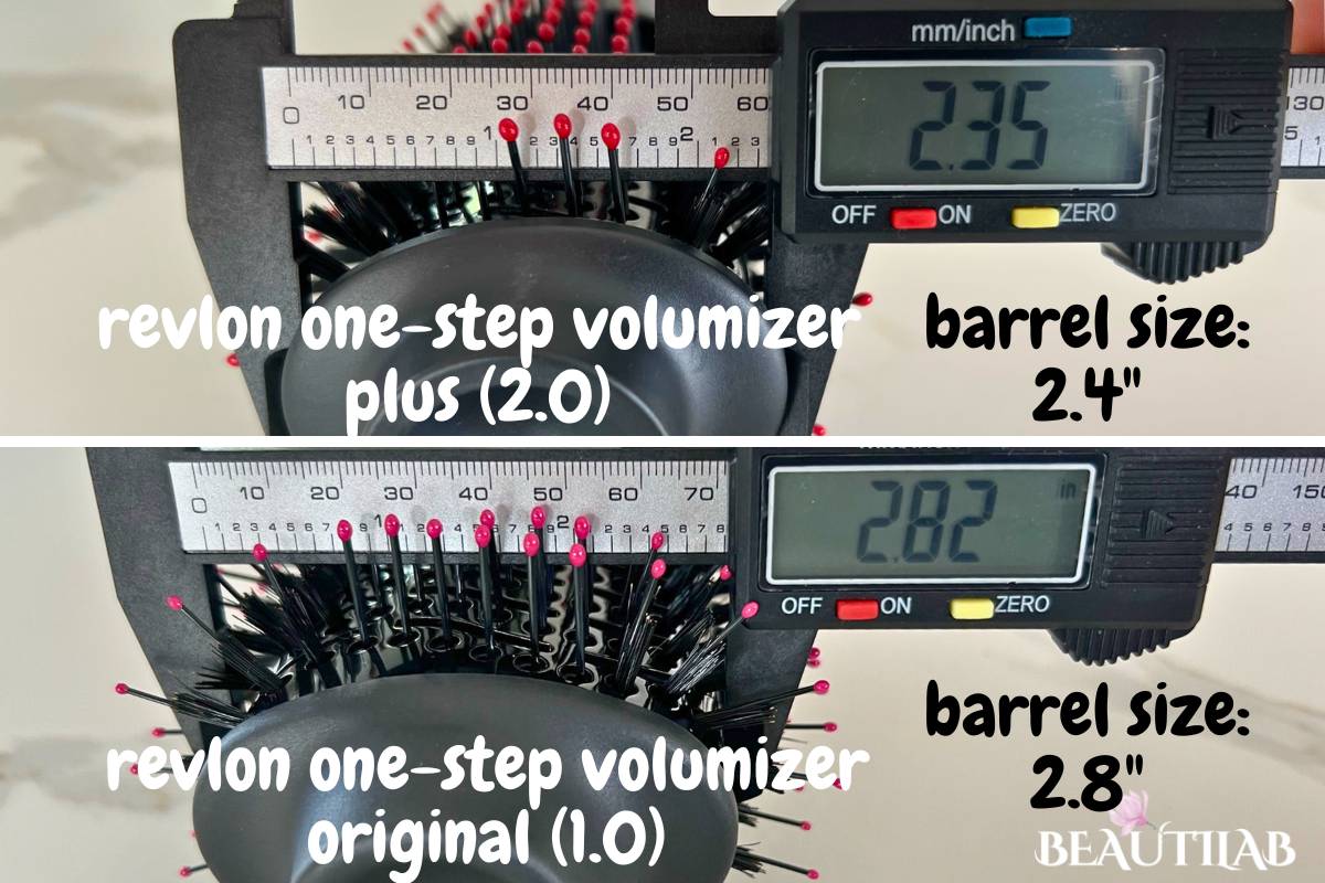 Revlon One Step Volumizer PLUS 2.0 vs 1.0 Original barrel size comparison