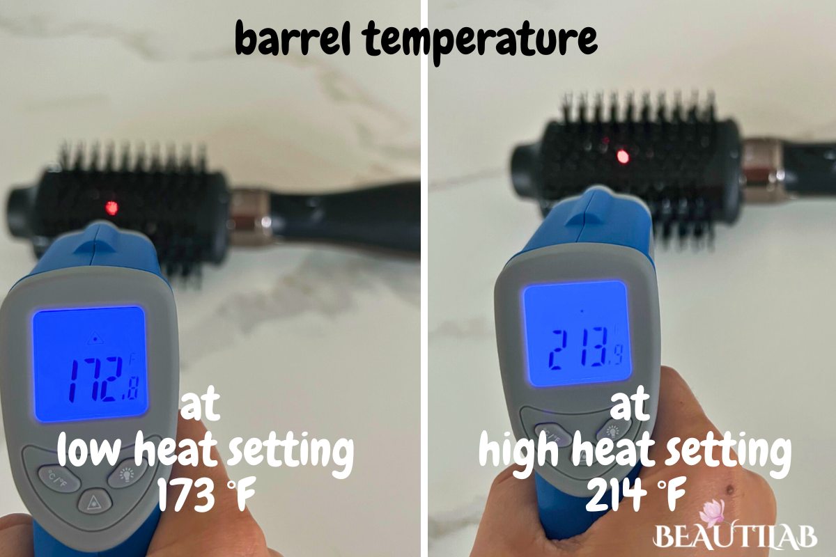 Hot Tools Black Gold One-Step barrel temperature