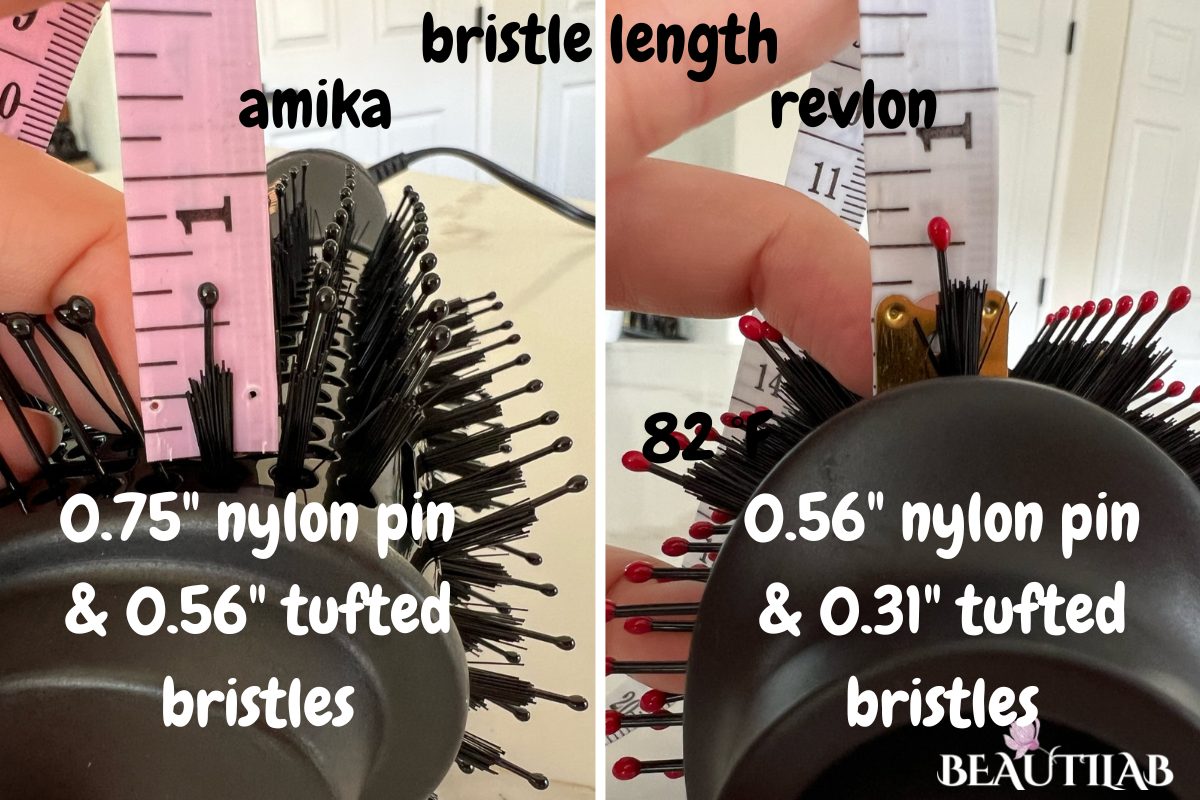 Amika Blow Dry Brush 2.0 vs Revlon One-Step Volumizer PLUS bristle length comparison