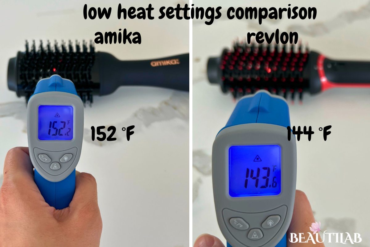 Amika Blow Dry Brush 2.0 vs Revlon One-Step Volumizer PLUS low heat settings comparison