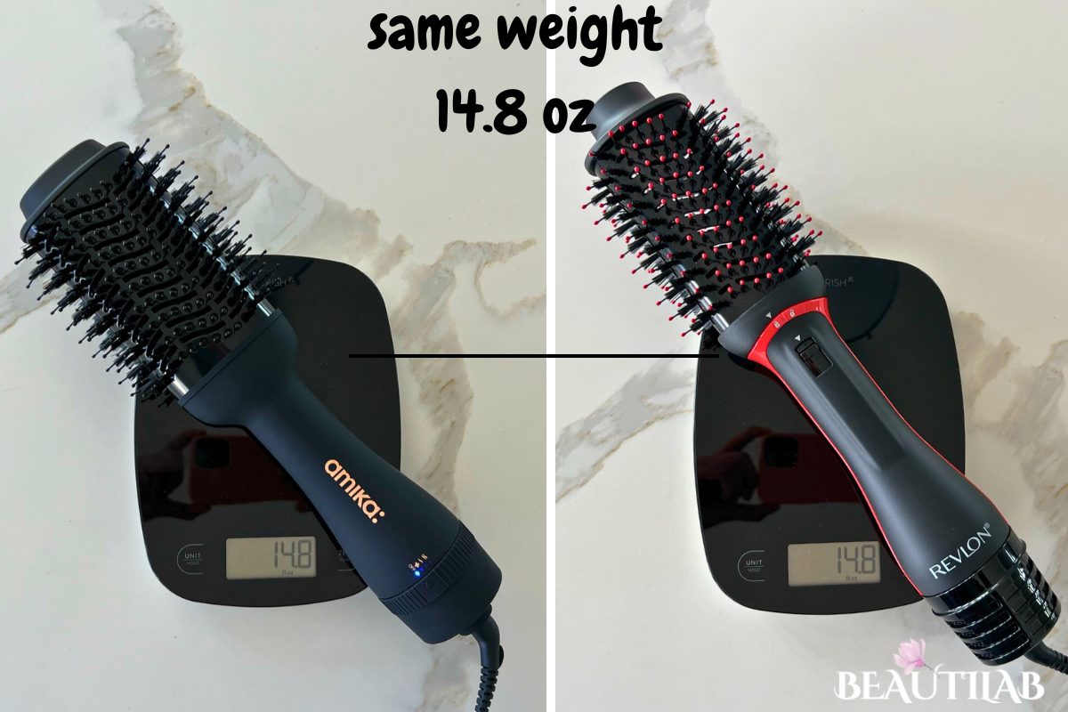 Amika Blow Dry Brush 2.0 vs Revlon One-Step Volumizer PLUS weight comparison