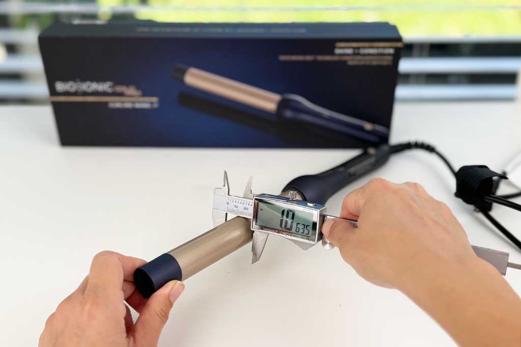 Bio Ionic GoldPro Curling Wand shown with a fixed 1-inch barrel option.