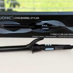 Bio Ionic Long Barrel Curling Iron review photo with extended 6.25-inch barrel and clamp.