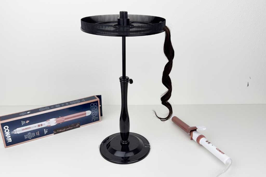 Conair-Double-Ceramic-Spring-Curling-Iron-tested-on-human-hair-showing-the-curl