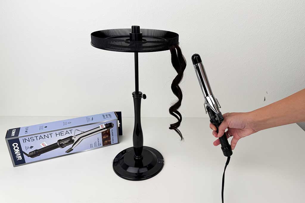 Conair-Instant-Heat-Spring-Curling-Iron-tested-on-human-hair-showing-the-curl