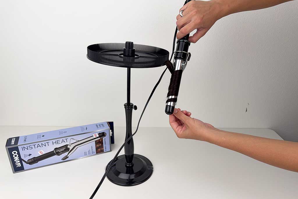 Conair-Instant-Heat-Spring-Curling-Iron-tested-on-human-hair showing the process