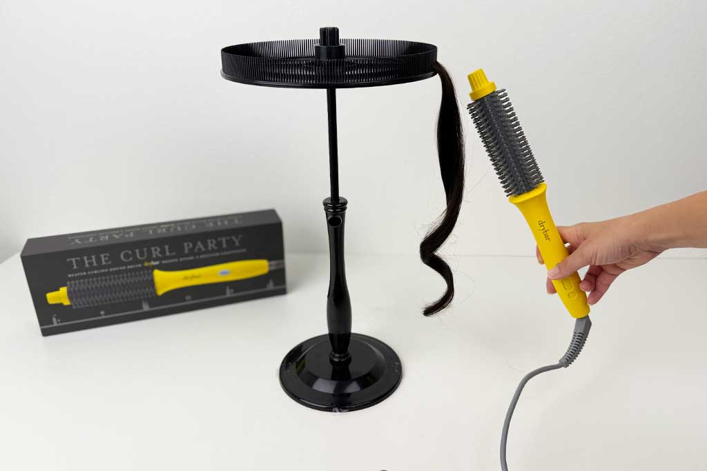 Loose, polished curls on a human-hair wig after styling with the Drybar Curl Party.